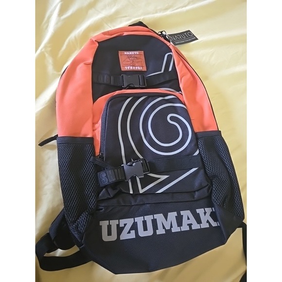 Naruto Uzumaki Leaf Printed Skate Straps Backpack Bioworld NEW W/tags Anime Bag - Picture 7 of 8